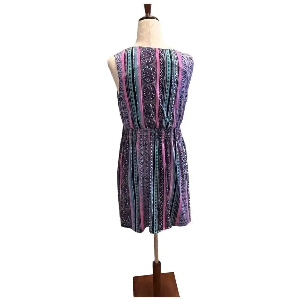 Soma Aqua Raspberry Patterned Small Sleeveless Vn… - image 4